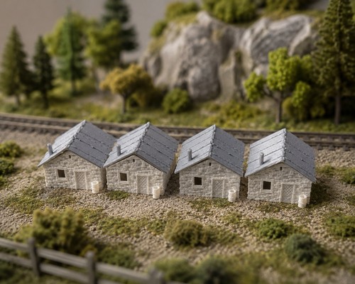 Scale old stone cottages set - old,